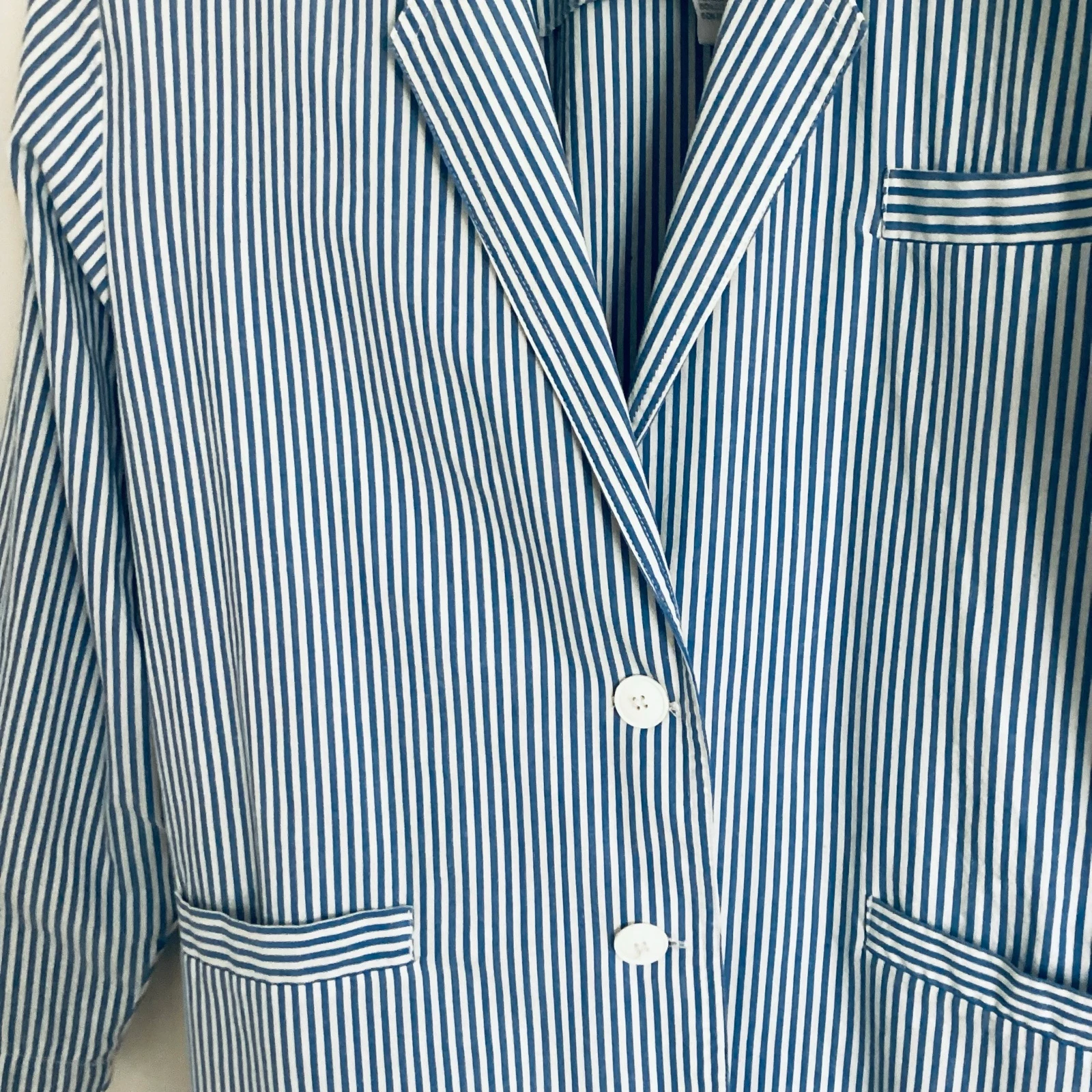 Blauw lichtblauw en wit gestreepte katoenen blazer, maat 3, controleer uw maten in de advertentie – photo 2